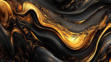 Aufkleber - Abstract wave wallpaper featuring a striking gold and black design Crafted using advanced digital tools