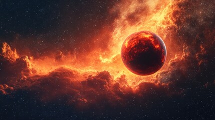 Aufkleber - Stunning red planet in the vast cosmos Concept of a journey to an extraordinary world The crimson orb in a star filled sky