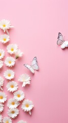 Poster - Wallpaper pattern flower daisy butterfly.