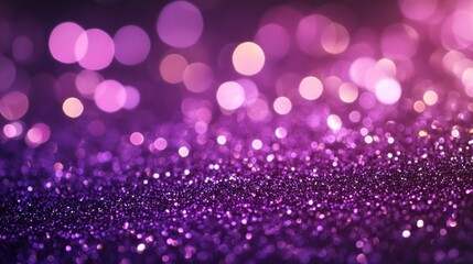 Wall Mural - Purple glitter background with bokeh lights.