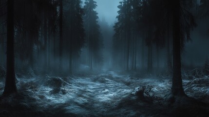 Canvas Print - Mysterious Foggy Forest