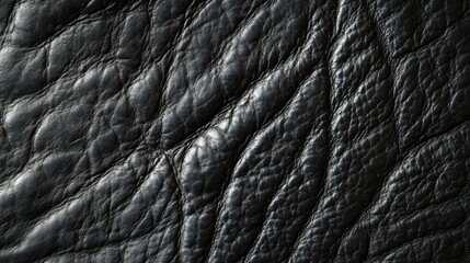 Poster - close up of black leather texture for use as a background showcasing the material s intricate detail