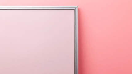 Poster - The composition features a sleek silver frame set against a soft pastel pink background, emphasizing clean lines and contemporary style, ideal for showcasing art or photography