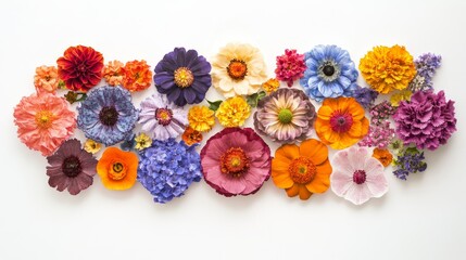 Poster - A collection of vibrant round floral panels displays an array of colorful flowers with various patterns, creating a lively backdrop in a contemporary environment