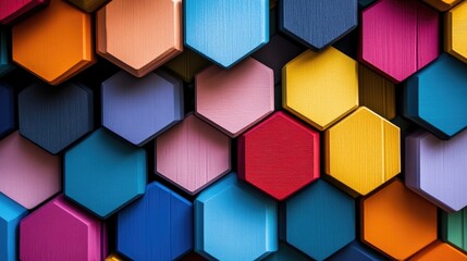 Poster - A collection of vibrant hexagons organized in rows