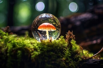 Sticker - Magic beam mushroom outdoors nature.