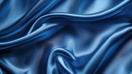 Poster - Blue silk backdrop featuring folds Abstract texture highlighting a rippled satin surface