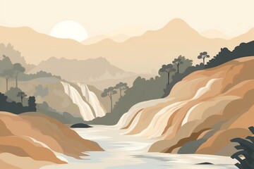 Sticker - Waterfall wilderness landscape mountain.