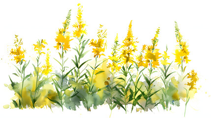 Wall Mural - Goldenrod plants Watercolor