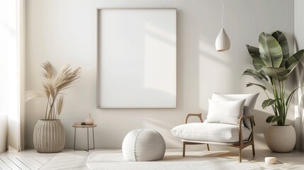 Poster - White room with a cross and a painting on the wall with a place to copy