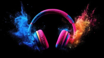 Sticker - Headphones with Colorful Explosion