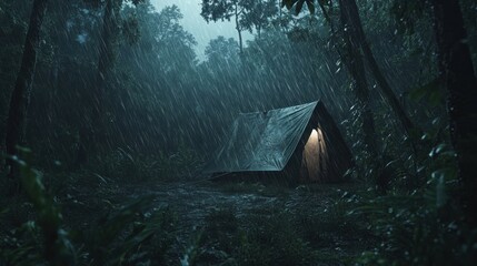 Wall Mural - Tent In The Rain