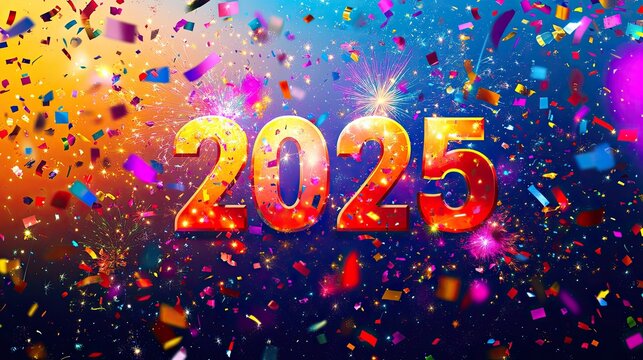 Happy New Year 2025 banner with large 