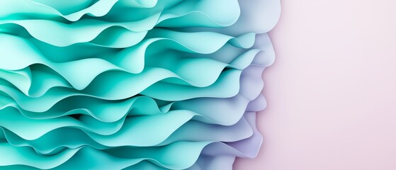 Wall Mural -  A pink and blue background with large ruffles at the bottom