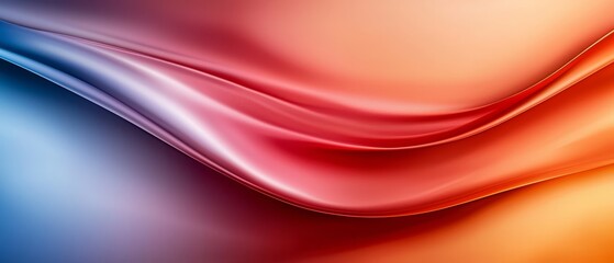 Wall Mural -  A tight shot of a red, orange, and blue backdrop featuring a wavy pattern on its left edge