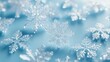 © Elmira - A beautiful arrangement of intricate snowflakes is scattered across a soft blue surface, highlighting their unique and delicate designs, evoking a wintry atmosphere