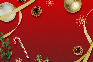 Wall Mural - Christmas festive decorations frame background