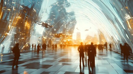 Poster - Cyber Monday a global digital retail carnival swarming with drone deliveries mesmerizing interactive installations