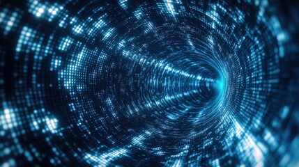 Poster - An abstract representation of light trails in a digital tunnel, showcasing vibrant colors and dynamic patterns.