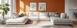 © Boss Architectura  - Cozy and inviting modern living room with a large comfortable sectional sofa and minimalist stylish decor  The bright walls and plush area rug add pops of color while natural light floods the space