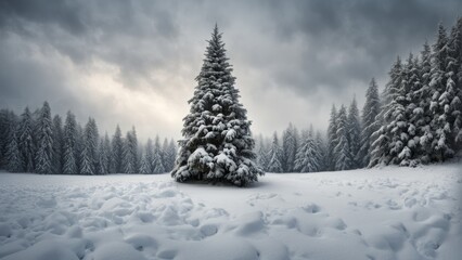 Canvas Print - winter landscape with trees