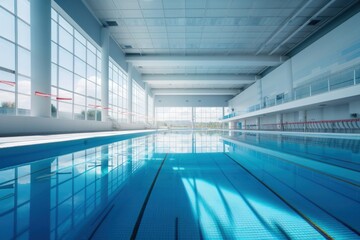 Canvas Print - Swimming pool indoor stadium sports architecture reflection.