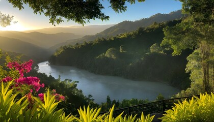 Ethereal long exposure of twisted roots in a serene river during a vibrant sunset