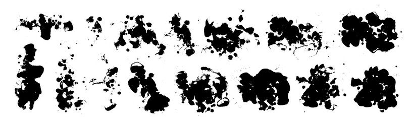 Wall Mural - Vector black paint, ink blots, drops,splatters. Grunge  textures. Rough silhouettes. Dirty overlays.