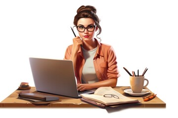 Canvas Print - Youngman sitting at a desk electronics accessories furniture.