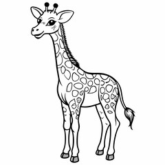  Friendly giraffe illustration in line art style on a white background
