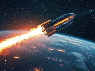 Wall Mural - Rocket Launch into Space