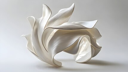 Poster - Elegant white gold floral cuff with sculptural floral elements clean lines and abstract expressionist brushstrokes perfect for a sleek and contemporary interior design