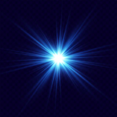 Poster - glowing blue effect with highlights. abstract blue flash of light. isolated on transparent backgroun