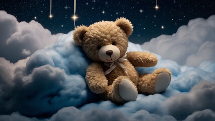 Wall Mural - teddy bear on blue sky