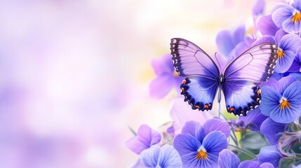 Canvas Print - Purple Butterfly on Flowers