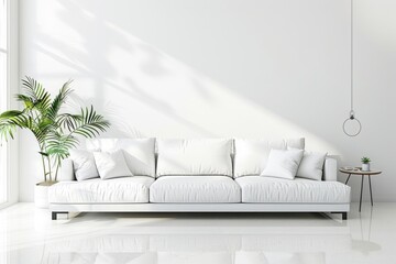 Wall Mural - White sofa modern stylish room architecture furniture.