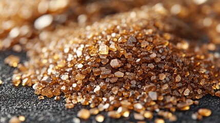 Close-Up of Brown Sugar Crystals: A Sweet and Sparkling Texture