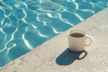 Canvas Print - Mug mockup pool swimming pool outdoors.