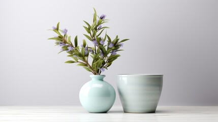 Poster - Minimalist background design featuring soft mint and light lavender pastel colors