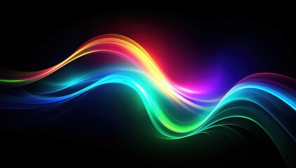 Poster - A vibrant, flowing wave of colors against a dark background, showcasing a spectrum of hues in a fluid, dynamic design.