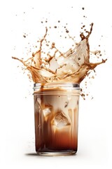 Wall Mural - Iced coffee splash in jar