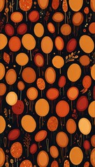 Wall Mural - Abstract pattern with orange and red shapes.