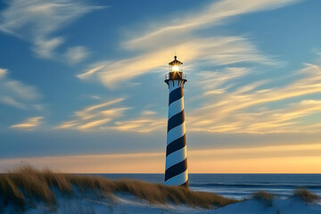Wall Mural - Lighthouse Light House. Cape Hatteras Lighthouse Lighting Up the North Carolina Coast