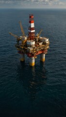 Aerial view of an offshore oil platform.