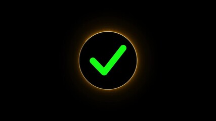 Aufkleber - The significance of a glowing green check mark in a circular design against a black background