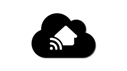 Poster - Home icon featuring a wifi sign indicates a connected residence. Home and internet connectivity.