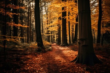 Wall Mural - Autumn outdoors nature forest.