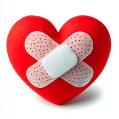 soft toy red heart with patch isolated on white