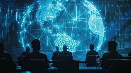 Poster - a high-tech conference with speakers discussing global data flow.