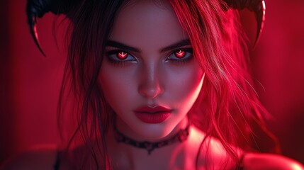 Gothic Demoness Fantasy Portraits: Dark, Mysterious, and Seductive Beauty in Red